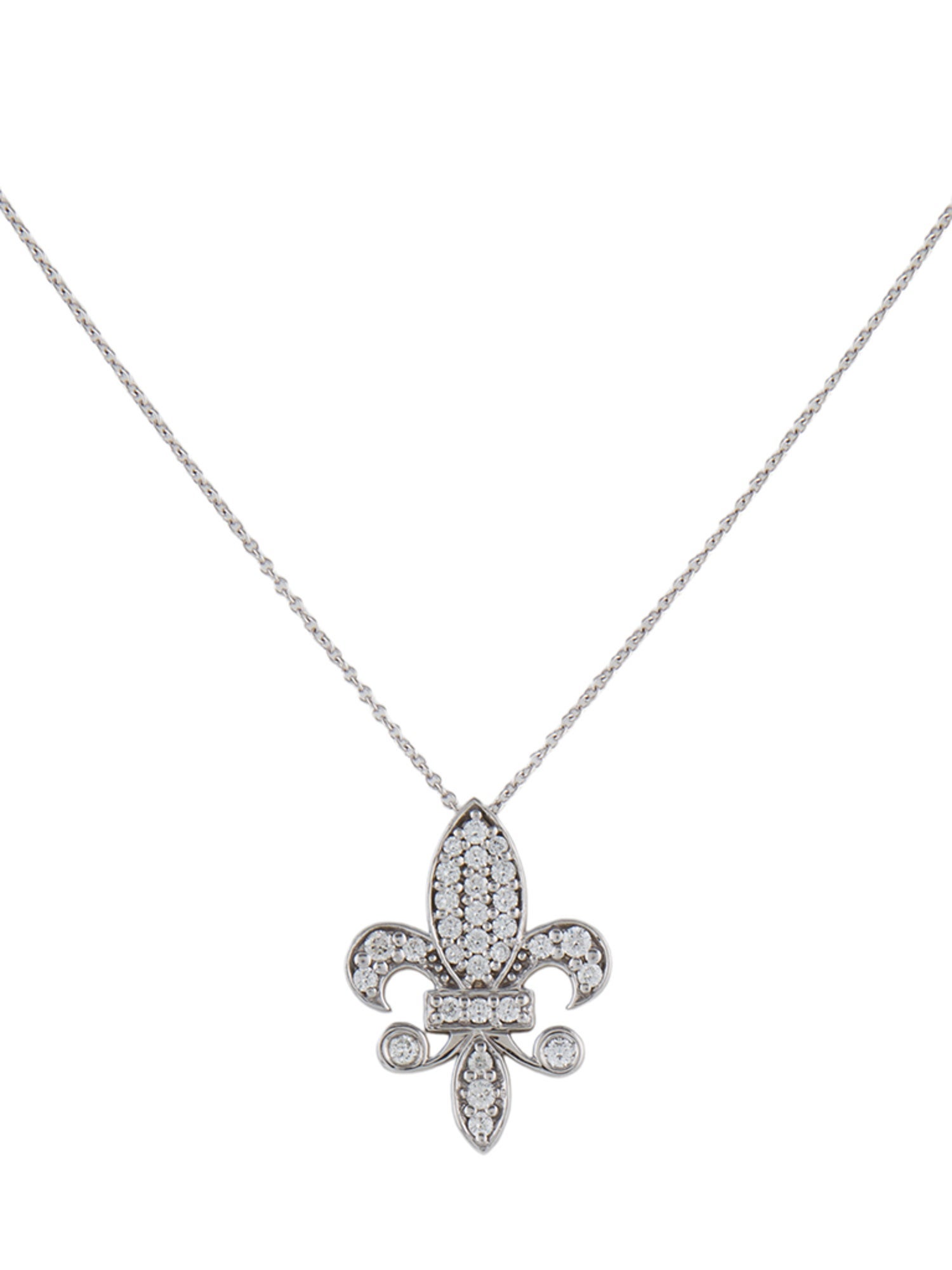 Necklace 14K Diamond Fleur dis Lis Pendant