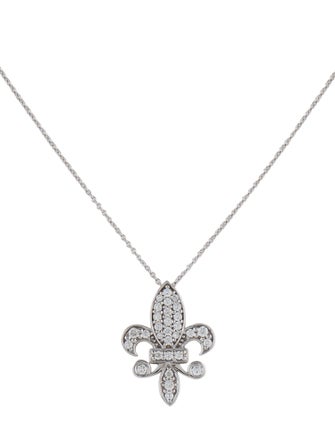 Necklace 14K Diamond Fleur dis Lis Pendant Necklace
