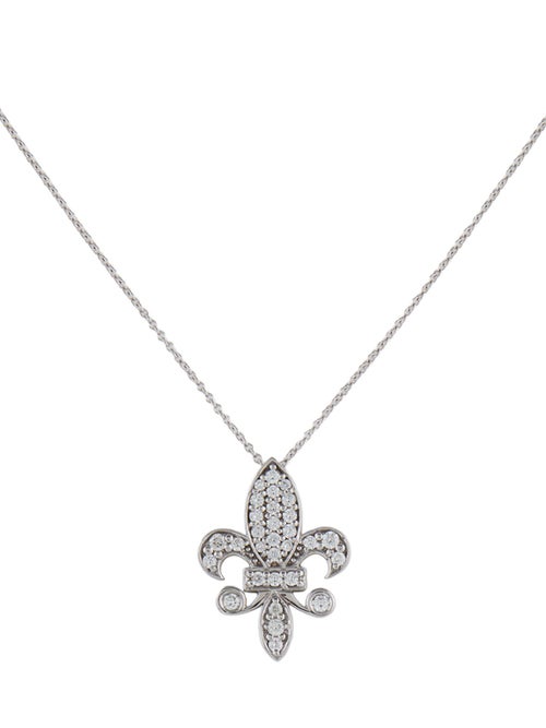 Necklace 14K Diamond Fleur dis Lis Pendant Necklace