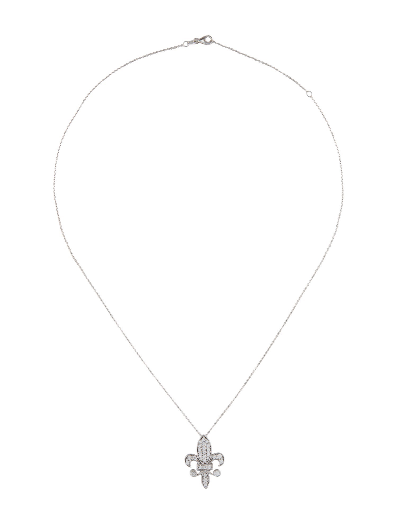Necklace 14K Diamond Fleur dis Lis Pendant