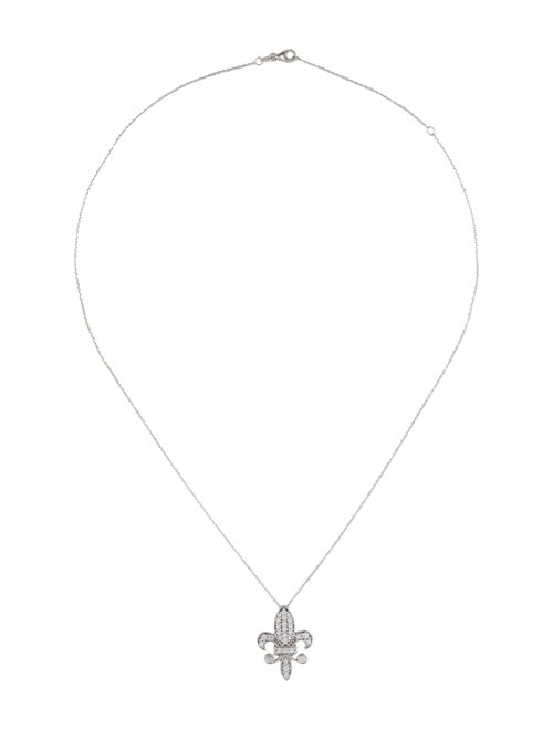 Necklace 14K Diamond Fleur dis Lis Pendant Necklace