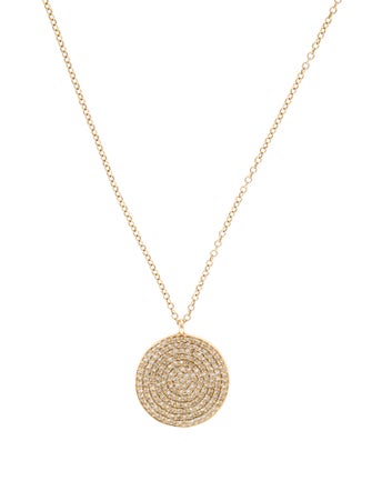 Necklace 14K Diamond Pave Disc Pendant Necklace