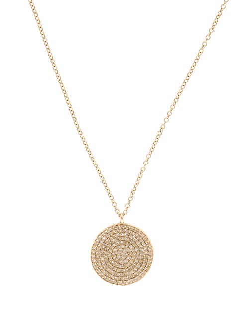 Necklace 14K Diamond Pave Disc Pendant Necklace