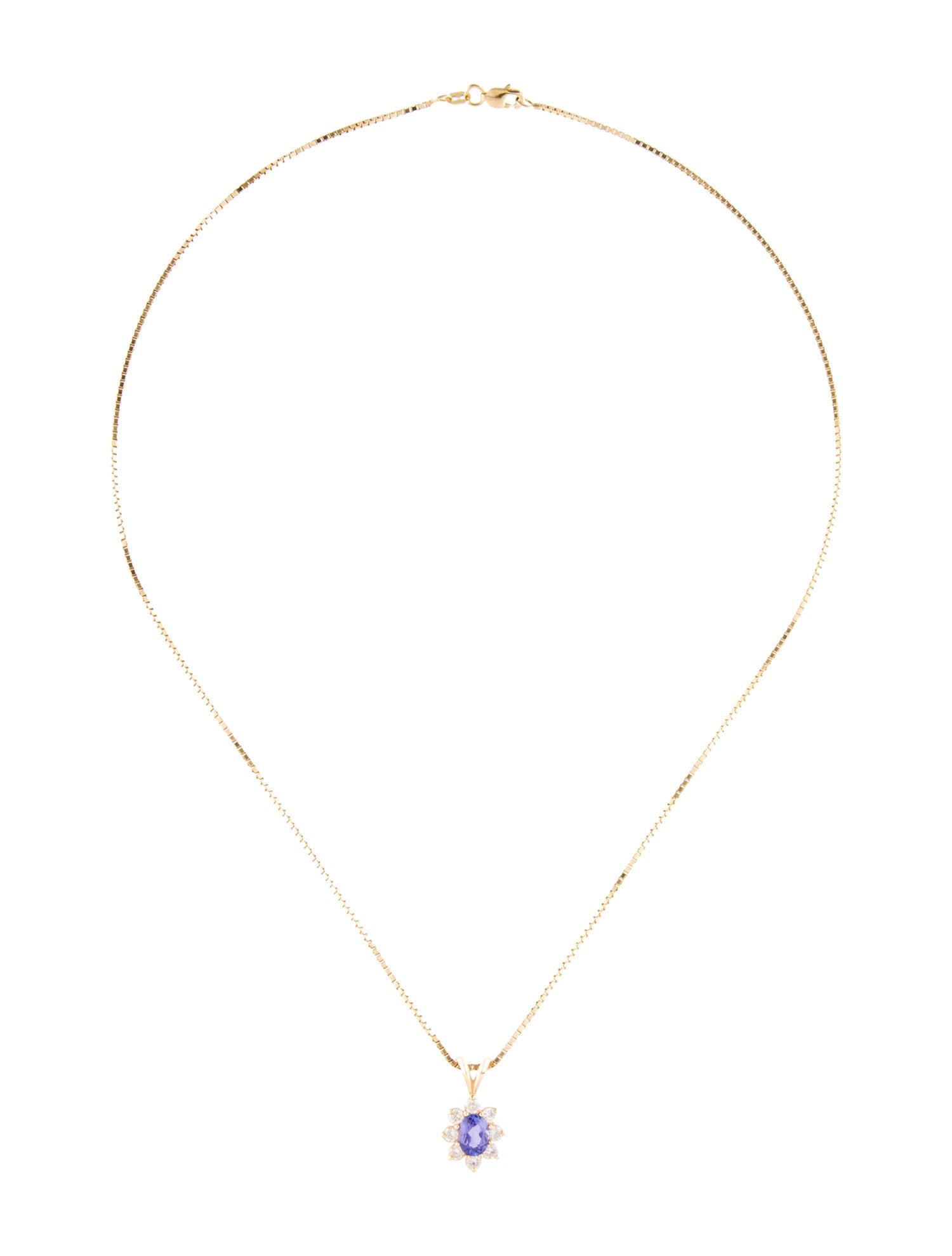 Necklace 14K Tanzanite & Diamond Pendant Necklace