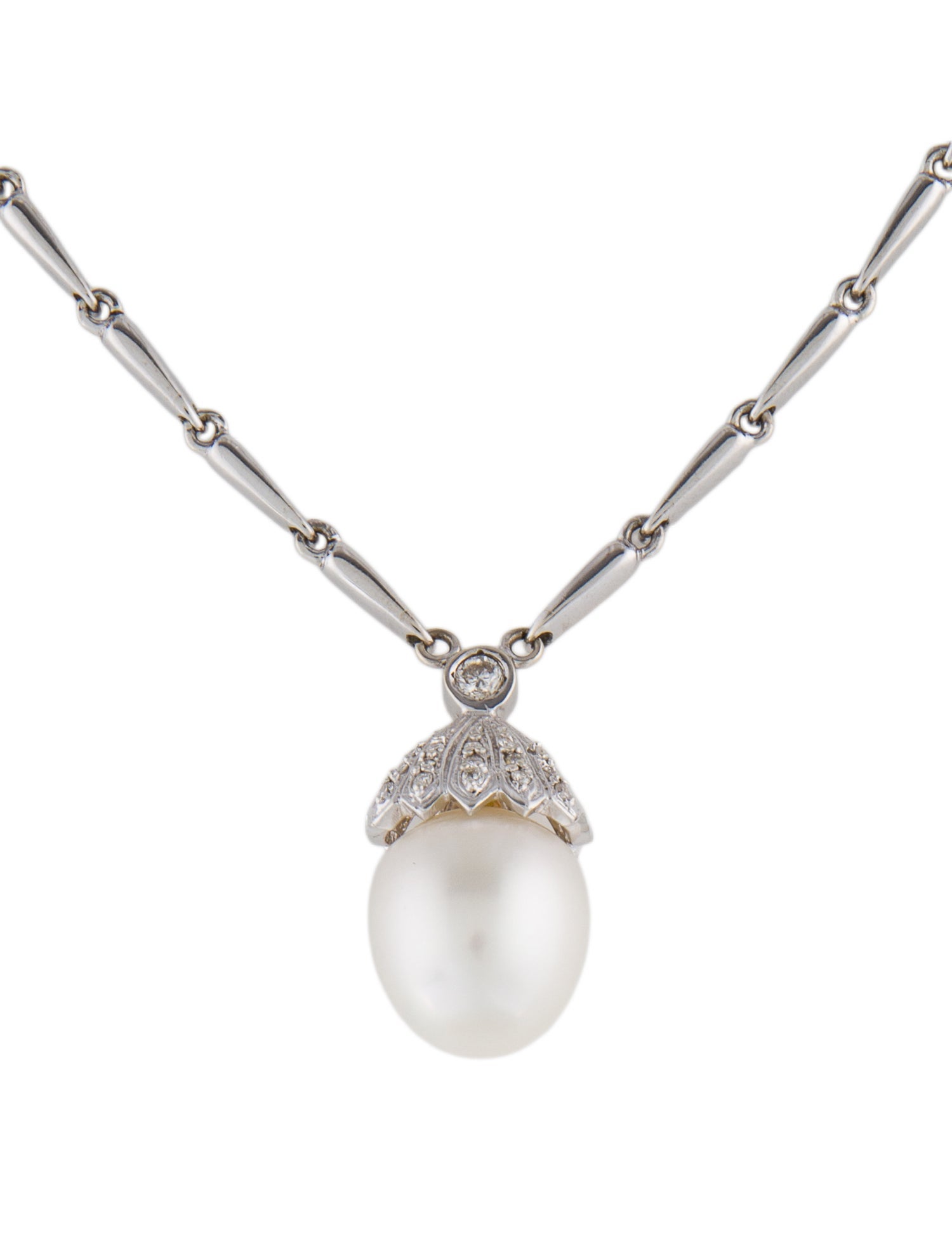 Necklace 14K Pearl & Diamond Pendant