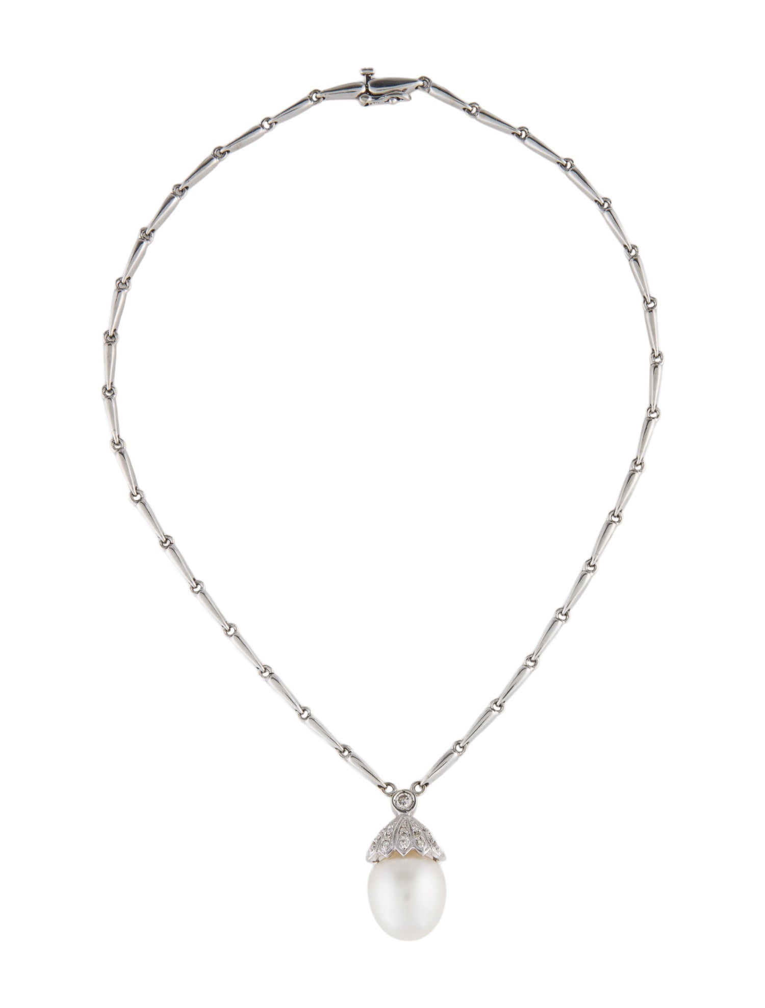 Necklace 14K Pearl & Diamond Pendant