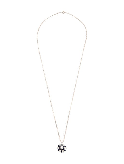 Necklace 14K Diamond & Sapphire Pendant Necklace