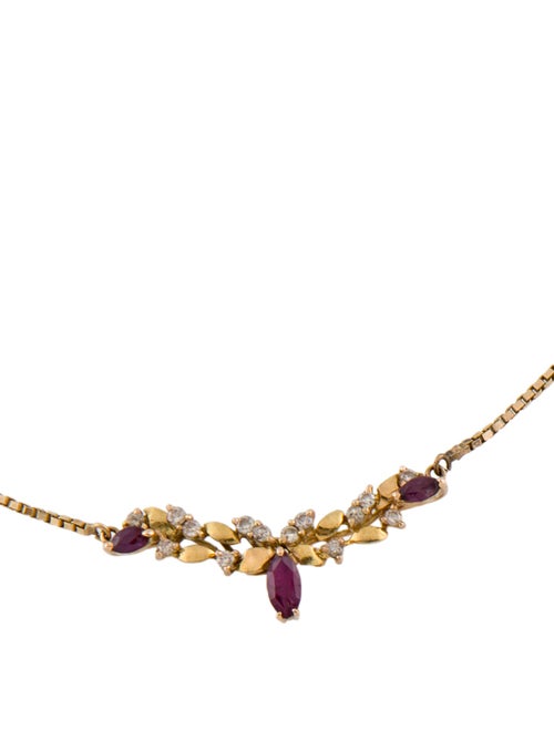 Necklace 18K Ruby & Diamond Pendant Collar Necklace