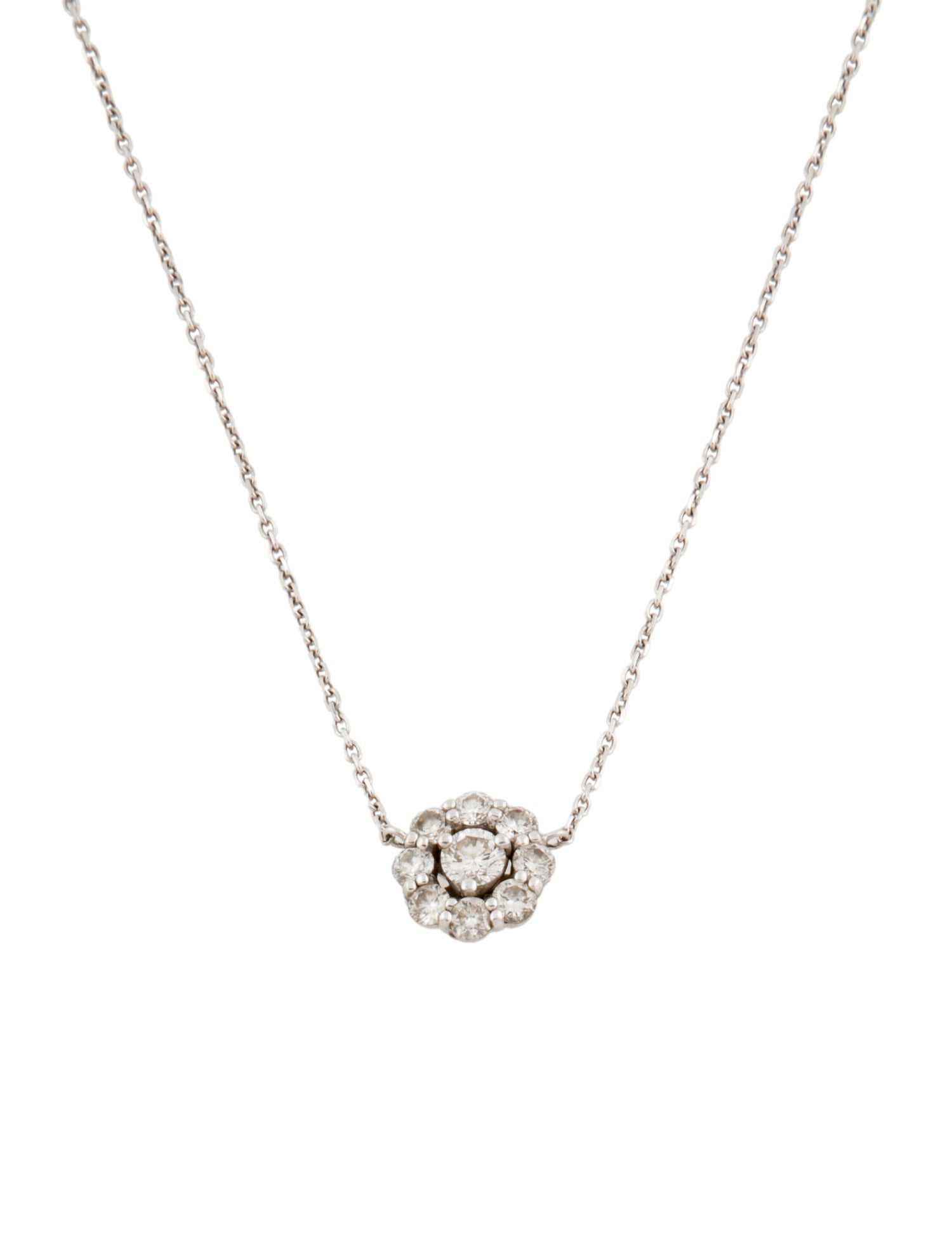 Necklace 14K 1.31ctw Diamond Cluster Pendant