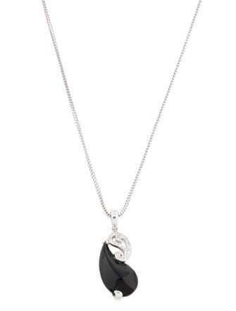 Necklace 18K Onyx & Diamond Pendant Necklace