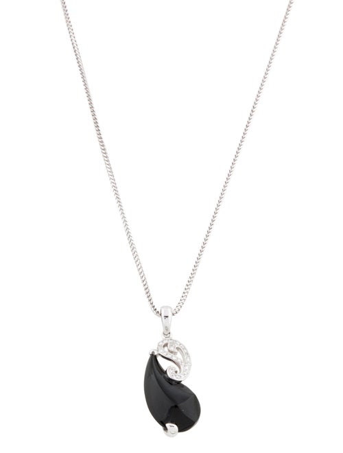 Necklace 18K Onyx & Diamond Pendant Necklace