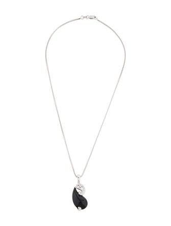 Necklace 18K Onyx & Diamond Pendant Necklace