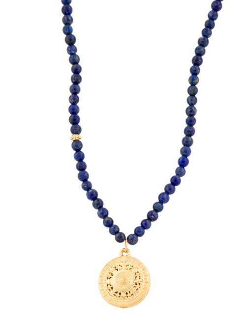 Necklace 24K Lapis Lazuli Bead Strand Pendant Necklace