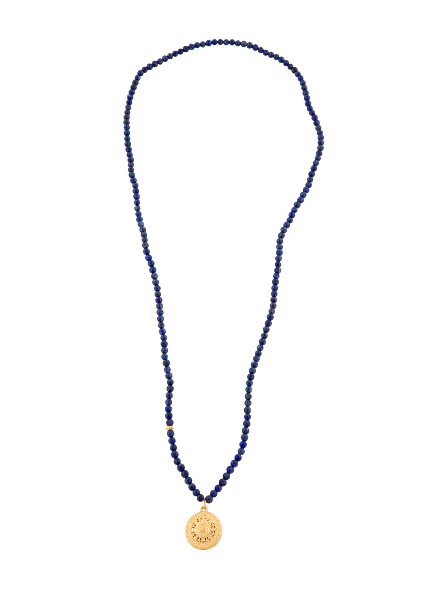 Necklace 24K Lapis Lazuli Bead Strand Pendant