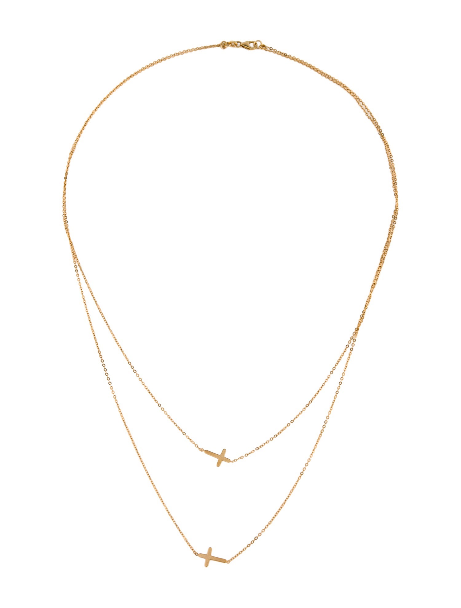 Necklace 14K Cross Double Strand