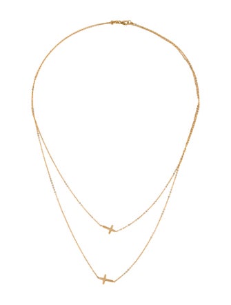 Necklace 14K Cross Double Strand Necklace
