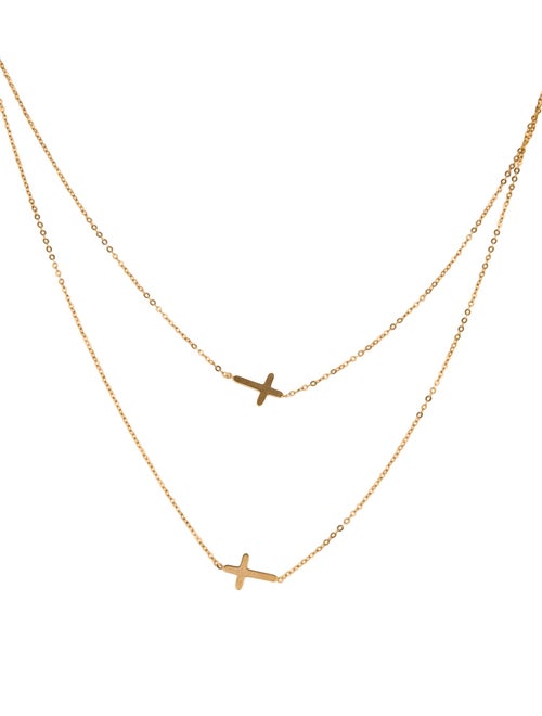 Necklace 14K Cross Double Strand Necklace