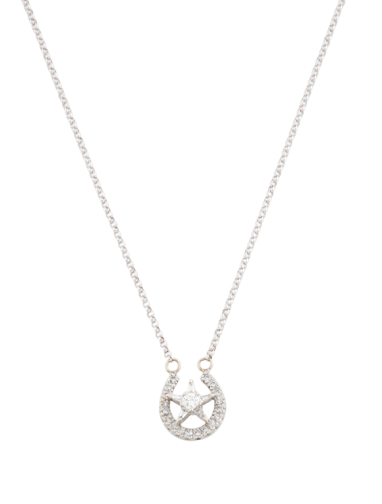 Necklace 14K Diamond Star Horseshoe Pendant Necklace