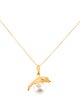 Necklace 14K Pearl & Diamond Dolphin Pendant Necklace