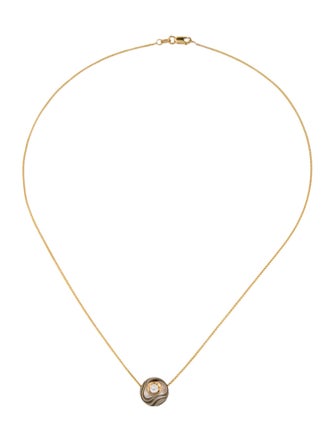 Necklace 14K Carved Pearl & Diamond Pendant Necklace