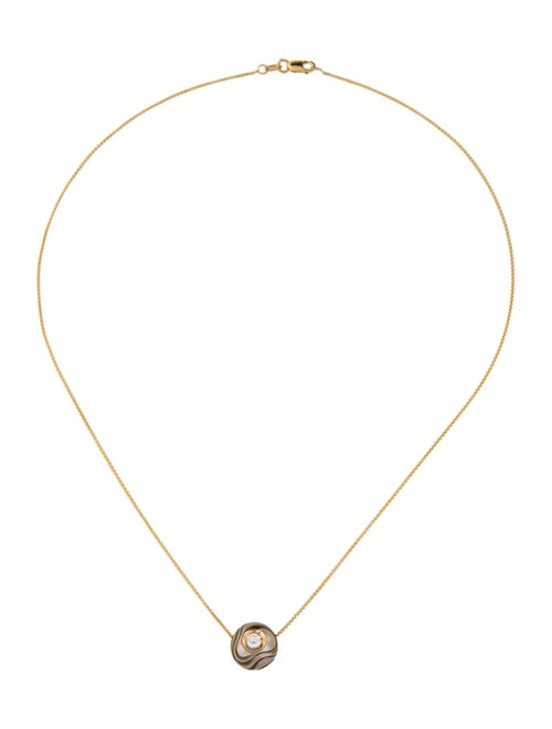 Necklace 14K Carved Pearl & Diamond Pendant Necklace