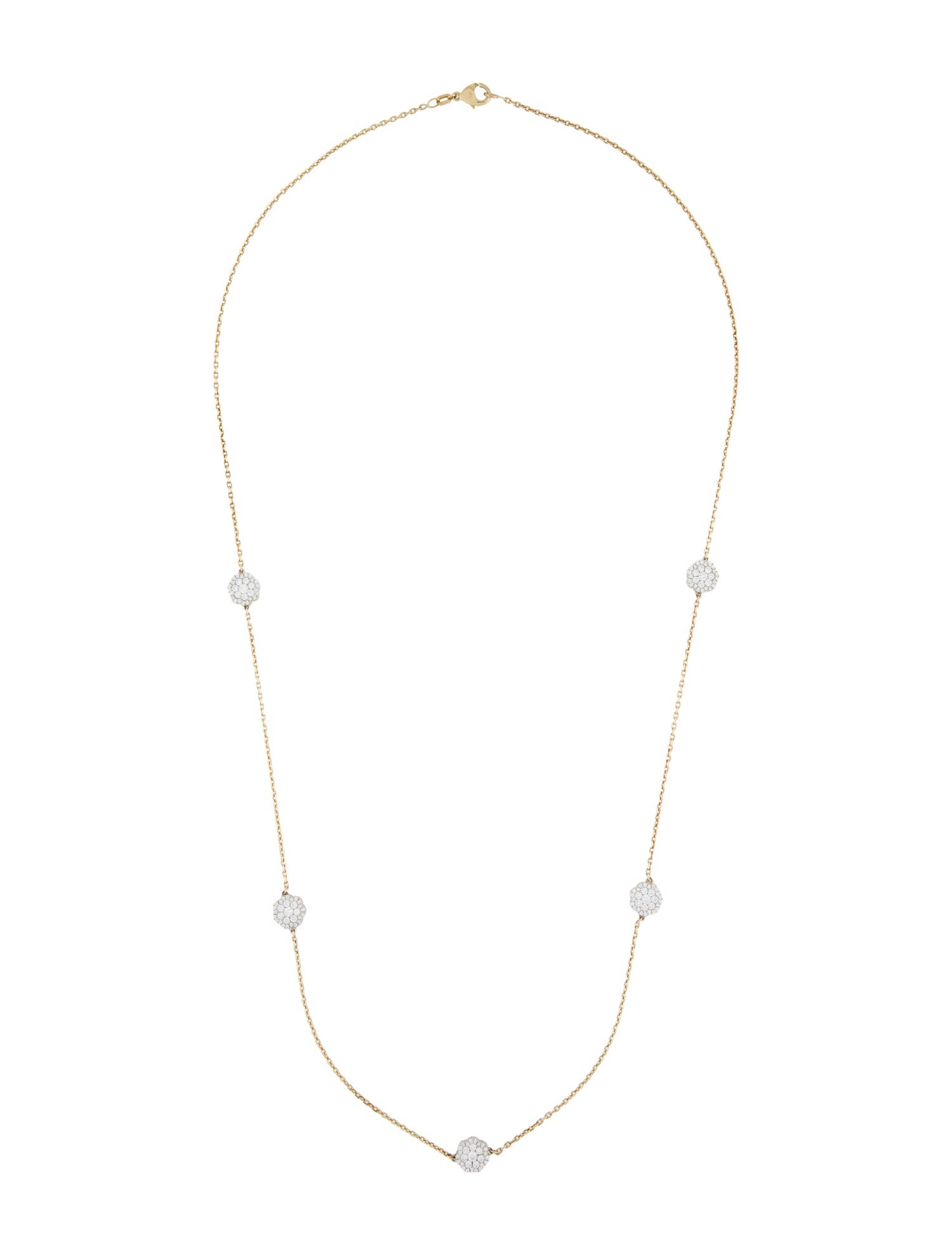 Necklace 14K Diamond Cluster Station