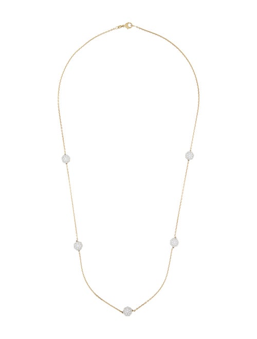 Necklace 14K Diamond Cluster Station Necklace