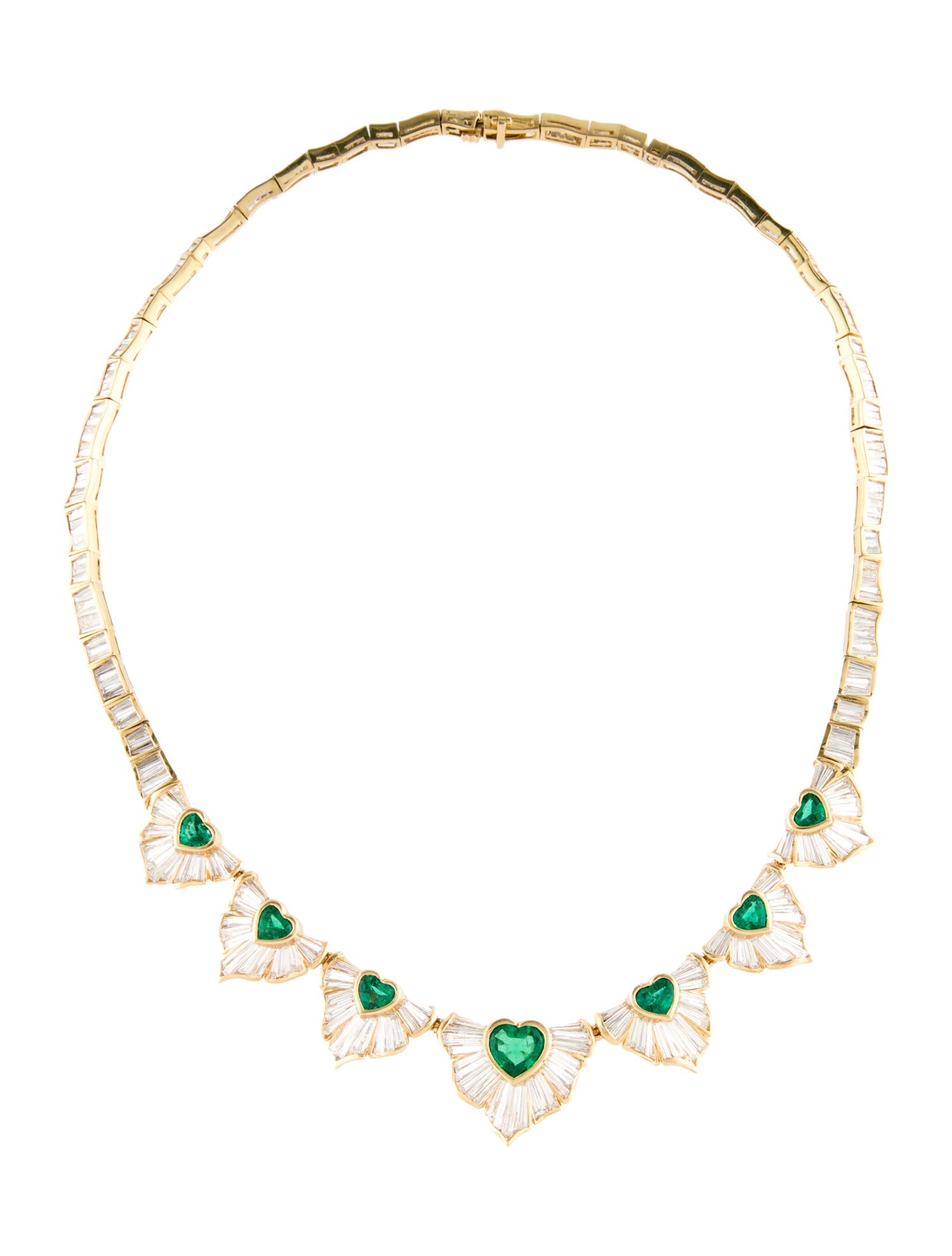 Necklace 18K Diamond & Emerald Heart Collar