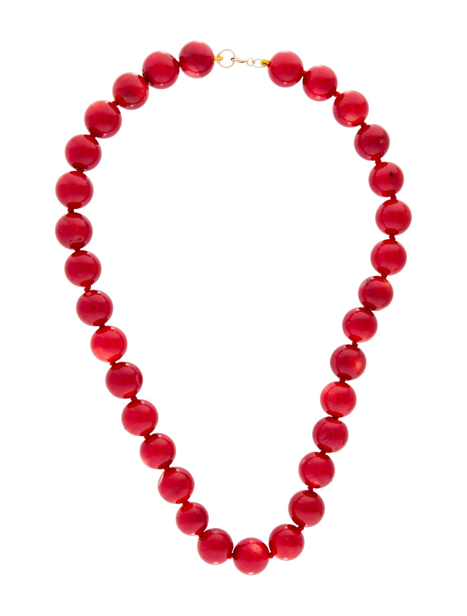 Necklace 14K Dyed Coral Bead Strand Necklace