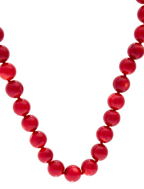 Necklace 14K Dyed Coral Bead Strand Necklace