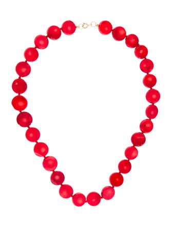 Necklace 14K Dyed Coral Bead Strand Necklace
