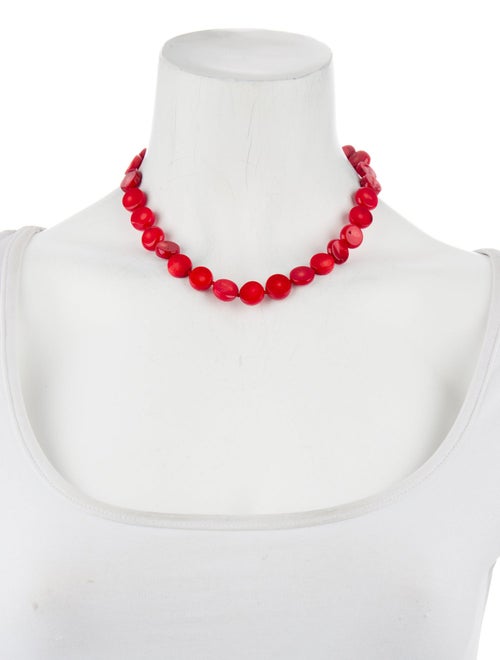 Necklace 14K Dyed Coral Bead Strand Necklace