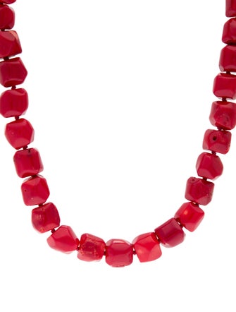 Necklace 14K Dyed Coral Bead Strand Necklace