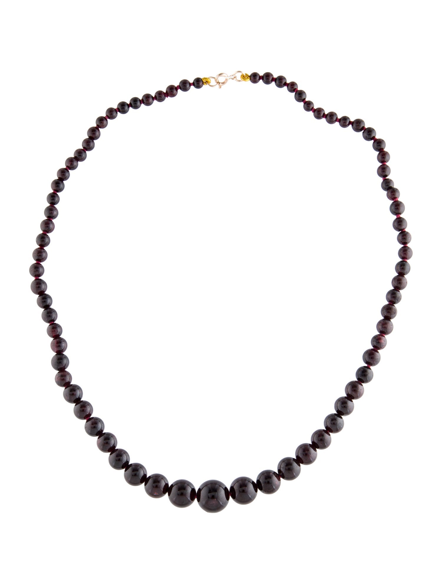 Necklace 14K Garnet Graduated Bead Strand Necklace