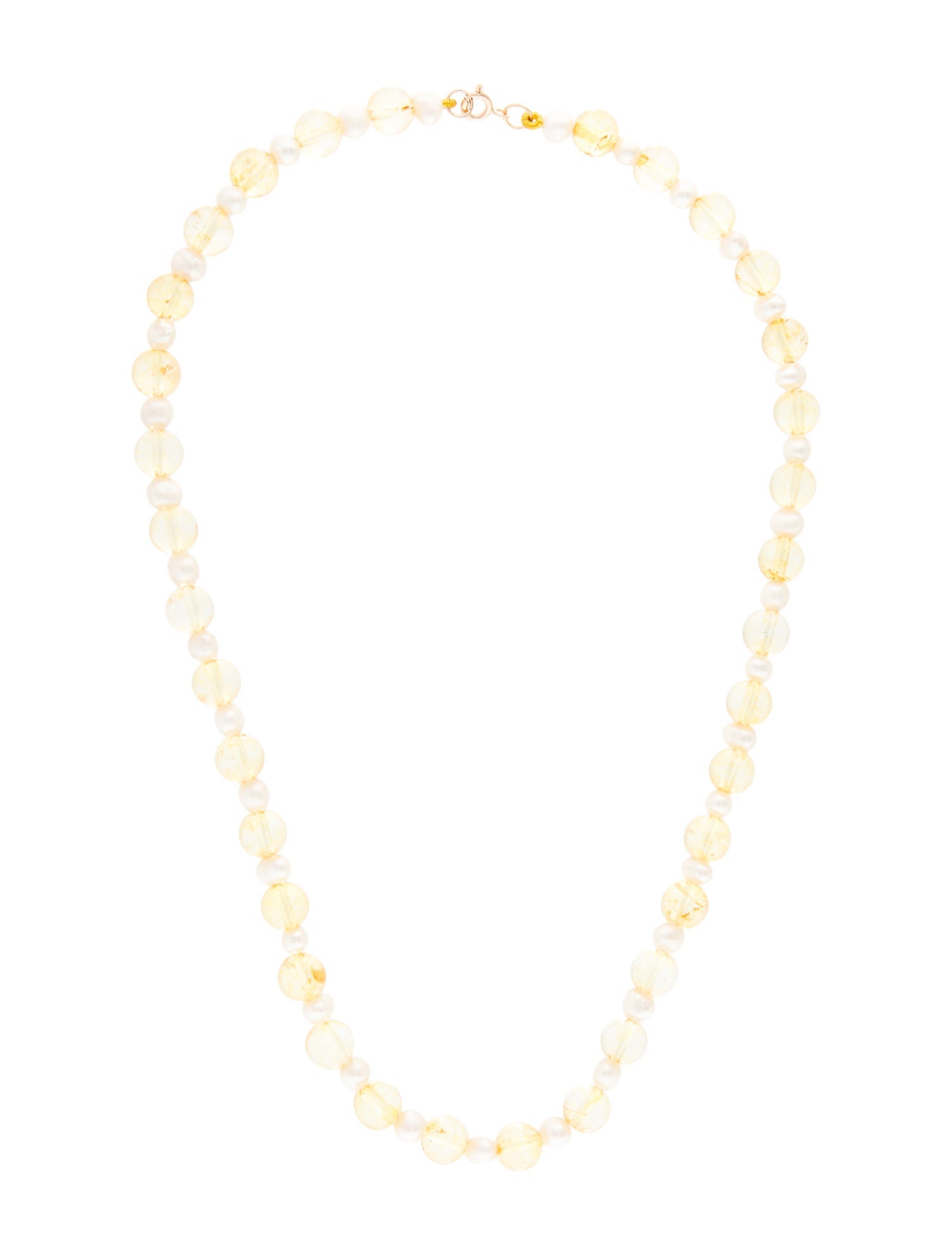 Necklace 14K Pearl & Citrine Bead Stand Necklace