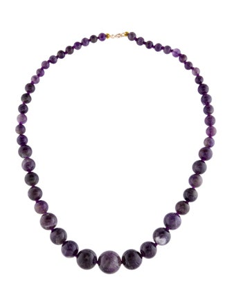 Necklace 14K Amethyst Graduated Bead Strand Necklace