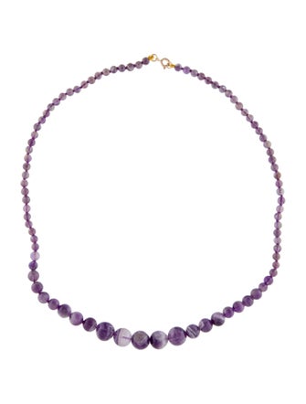 Necklace 14K Amethyst Graduated Bead Strand Necklace