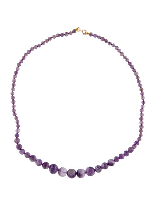 Necklace 14K Amethyst Graduated Bead Strand Necklace