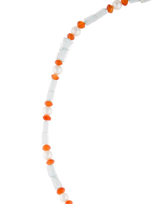 Necklace 14K Pearl, Quartz & Carnelian Bead Strand Necklace