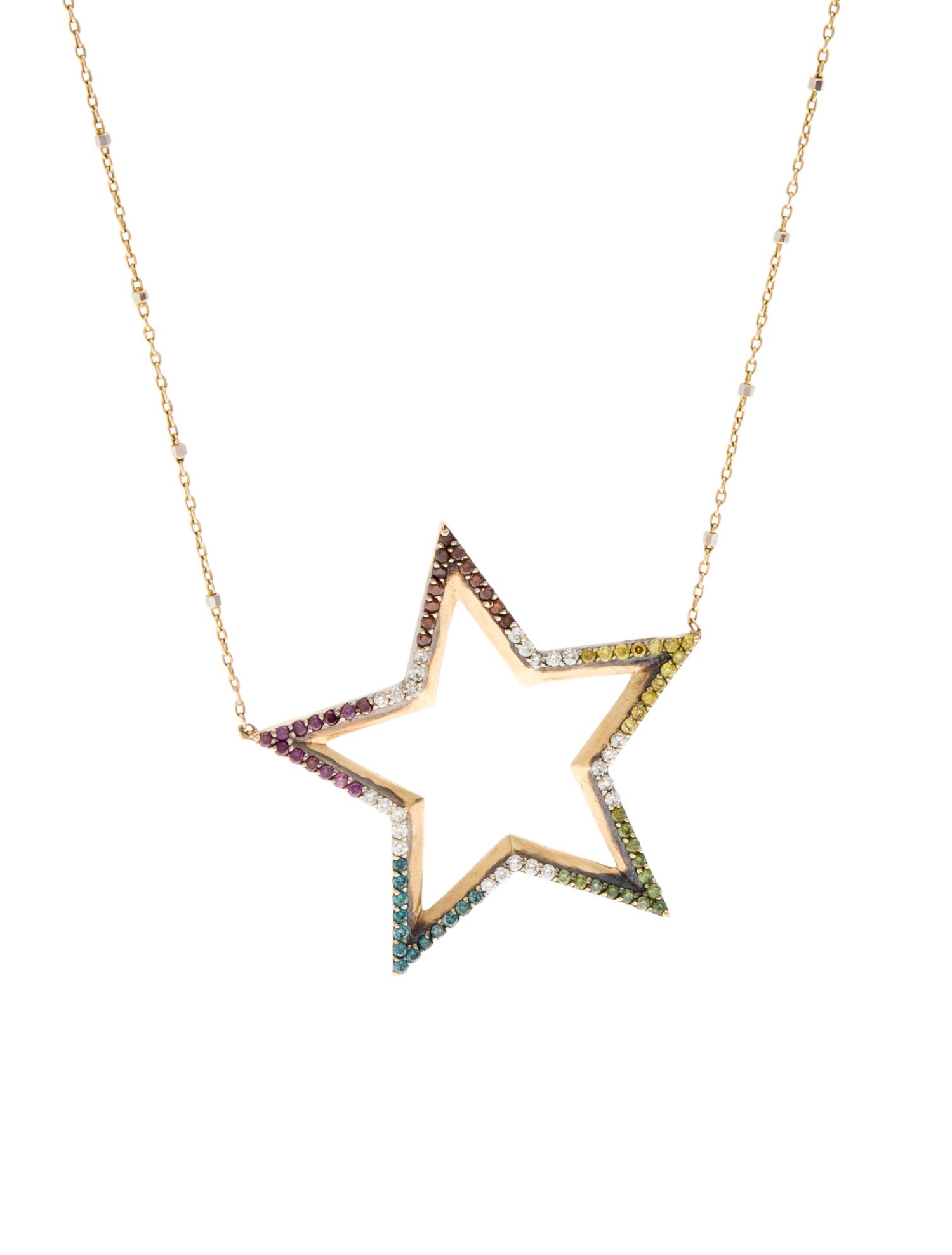 Necklace 14K Diamond Star Pendant Necklace