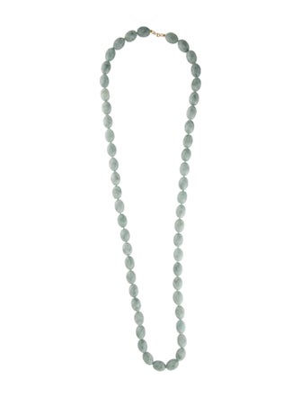 Necklace 14K Jadeite Bead Strand Necklace