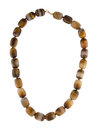 Necklace 14K Tiger's Eye Quartz Bead Strand Necklace