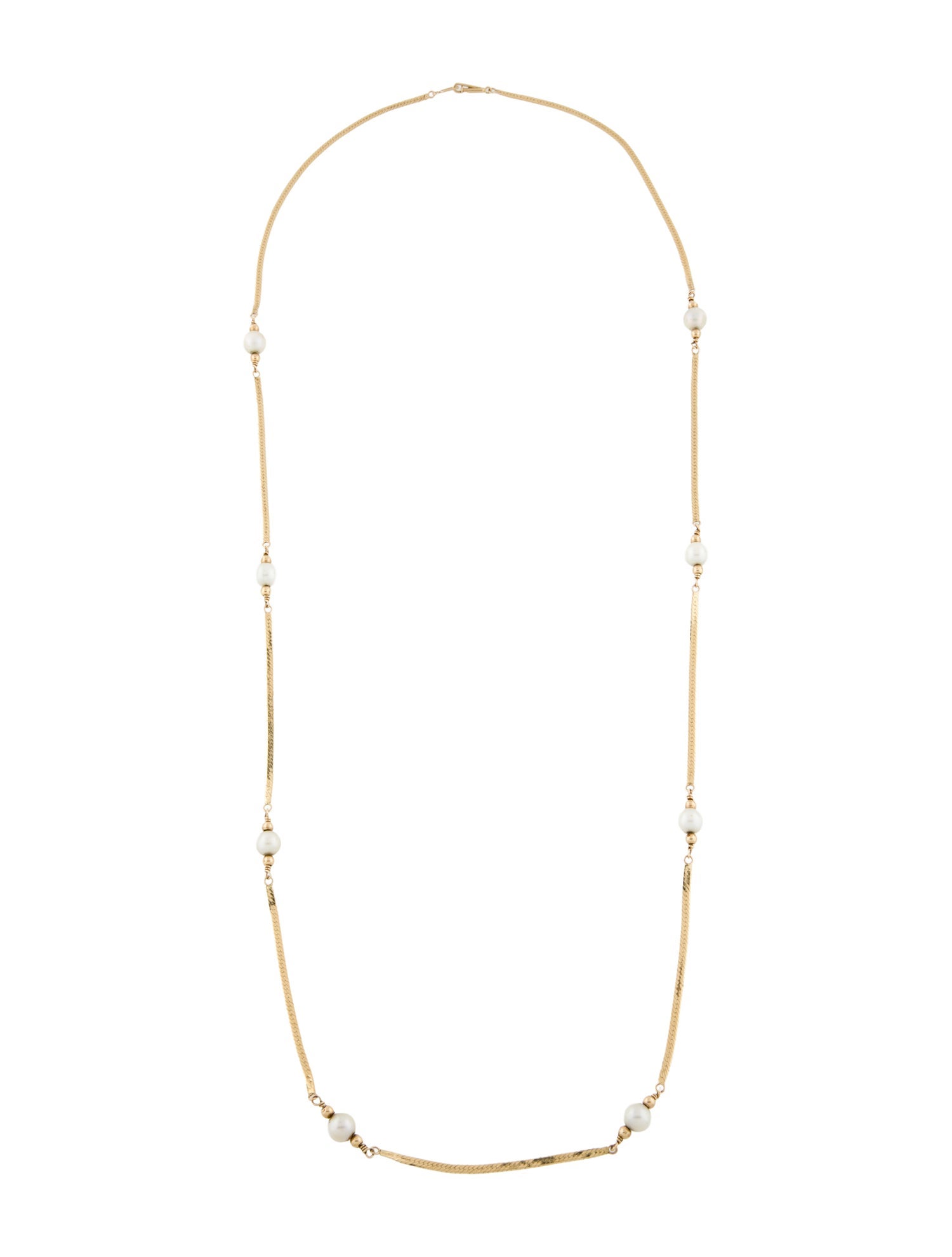 Necklace 14K Pearl Station Chain
