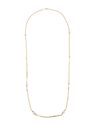 Necklace 14K Pearl Station Chain Necklace