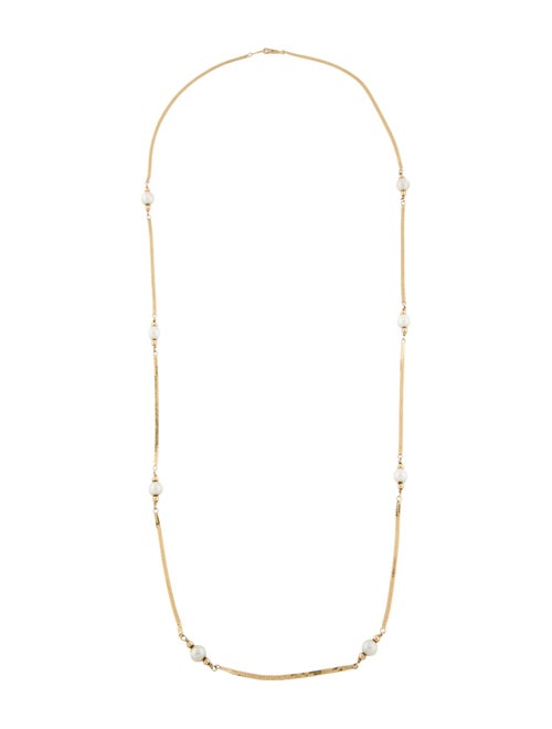 Necklace 14K Pearl Station Chain Necklace