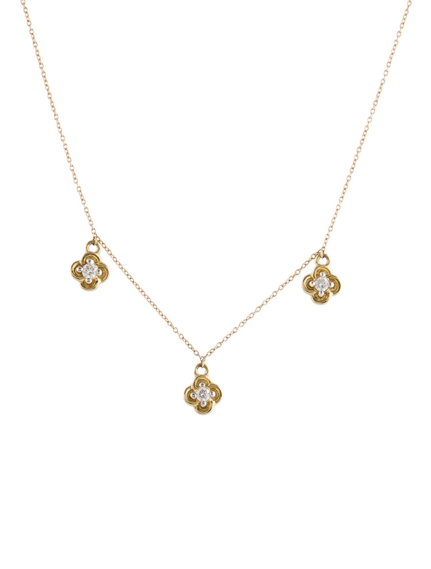 Necklace 14K Diamond Flower Station Necklace
