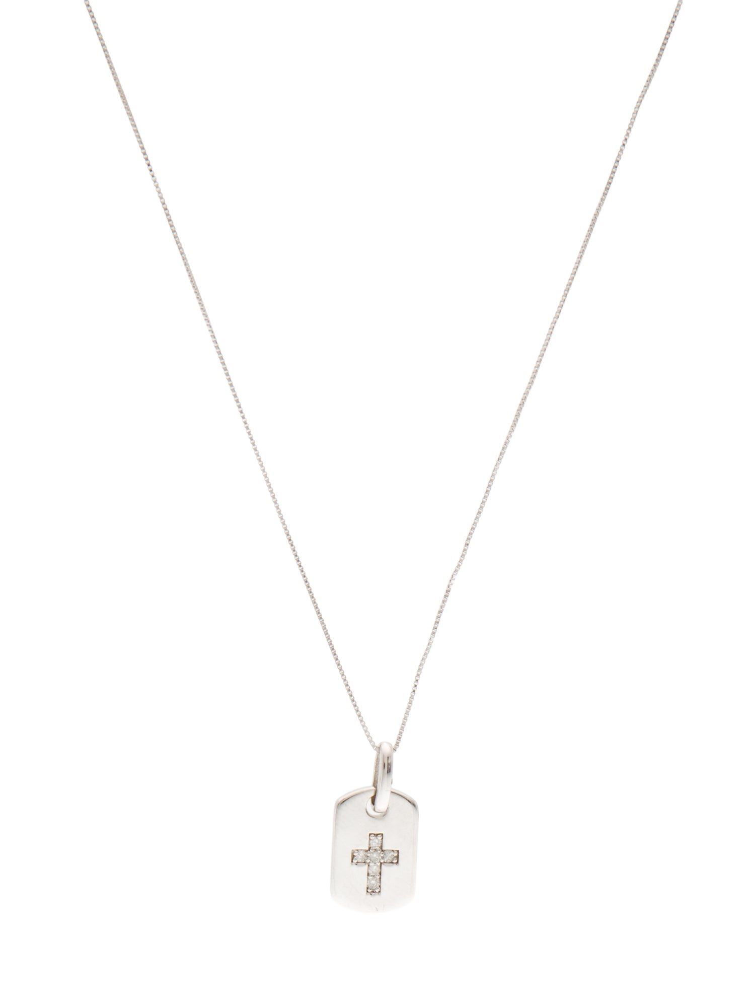 Necklace 14K Diamond Small Cross Dog Tag Pendant Necklcae