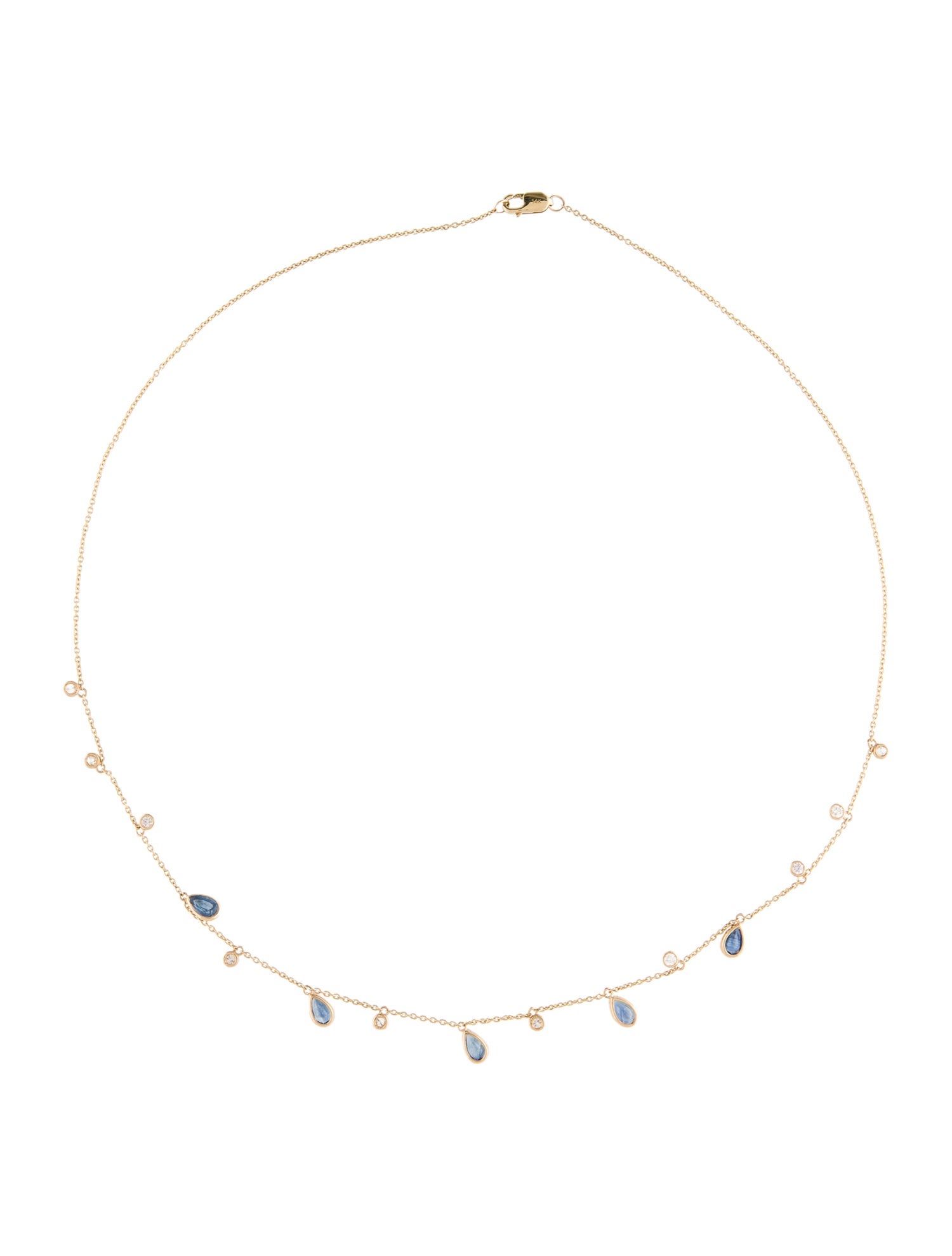 Necklace 14K 1.03ctw Sapphire & Diamond Station Necklace