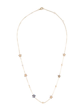 Necklace 14K 1.05ctw Sapphire & Diamond Flower Station Necklace