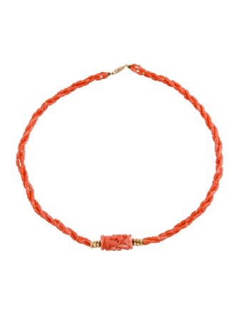 Necklace 14K Coral Beaded Triple Strand